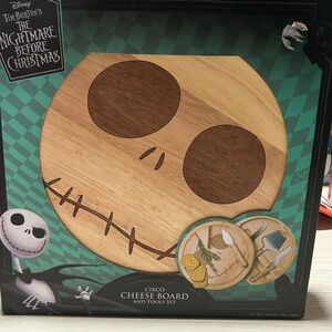 Disney Nightmare Before Christmas Wood Cheese Cutting Board Tools Set Party Jack